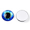 Glass Cabochons, Half Round with Eye, Blue, 20x6.5mm