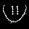 Flat Round Brass Rhinestone Chain Necklaces & Stud Earrings, Silver, Crystal, 450mm & 45mm