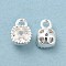 Glass Charms, with Brass Findings, Square, Silver, 7x5x3.5mm, Hole: 2mm