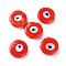 Handmade Evil Eye Lampwork Beads, Flat Round, Red, 17~17.5x4mm, Hole: 1.2mm