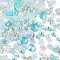 Acrylic Beads, Mixed Shapes, Cyan, 7~36.5x7~36.5x5.5~36.5mm, Hole: 1.8~4.5mm, about 299Pcs/500G