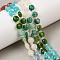 Natural Agate(Dyed & Heated) & Dyed White Jade & Tiger Eye Beads Strands, Flat Round, Faceted Coin Beads, with Seed Beads, 6~6.7x4~4.3mm, Hole: 1.1~1.3mm, about 46pcs/strand, 15.16''(38.5cm)