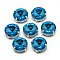 Sew on Rhinestone, Multi-strand Links, Glass Rhinestone, with Brass Prong Settings, Garments Accessories, Faceted, Flat Round, Platinum, Deep Sky Blue, 13x7.5mm, Hole: 0.8~1mm
