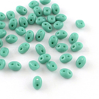 2つ穴シードビーズ  チェコガラスビーズ  士官候補生ブルー  5x3.5x2.5~3mm  穴：0.5mm  約5850個/袋  450 G /袋&nbsp;GLAA-R159-63130