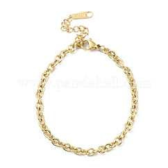 Ion Plating(IP) 304 Stainless Steel Cable Chain Bracelets for Men Women, Real 14K Gold Plated, 6-1/2 inch(16.5cm)