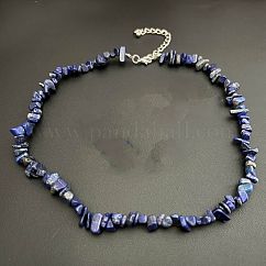 Natural Lapis Lazuli Chip Beaded Necklaces for Women, 16.93 inch(43cm)