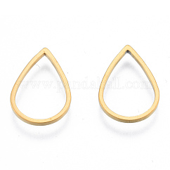 201 ステンレススチールリンクリング  ティアドロップ  ゴールドカラー  16x11x1mm  内径：9x13.5mm