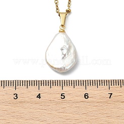 Natural Baroque Pearl Keshi Pendant 304 Stainless Steel Satellite Chain Necklaces&nbsp;NJEW-JN06161