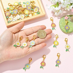 30Pcs 6 Styles Alloy Enamel Sunflower Pendant Decorations&nbsp;HJEW-YW00414