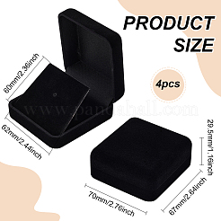ベルベットバッジ包装箱  正方形  ブラック  7x6.7x2.95cm&nbsp;CON-WH0086-138A