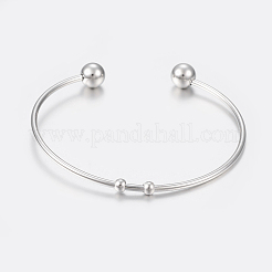 変色しにくい304ステンレススチール製カフバングル  ステンレス鋼色  50x60mm（2インチx2-3/8インチ）&nbsp;BJEW-K187-02P