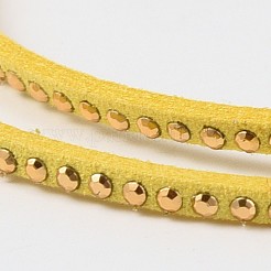 リベットスエード調コード  フェイクレース  アルミニウム  きいろ  3x2mm  約20ヤード/ロール&nbsp;LW-M002-11