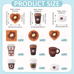 9 個 9 スタイルのシリコン焦点ビーズ  DIYネックレスの製作  コーヒーカップと食べ物  ミックスカラー  24.5~30x17.5~28.5x6.5~20mm  穴：2~2.5mm  1個/スタイル&nbsp;SIL-TA0003-49