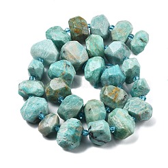 天然石アマゾナイトビーズ連売り  ナゲット  15~25x13~17mm  穴：2.5mm  約26個/連  16インチ&nbsp;G-H038-22