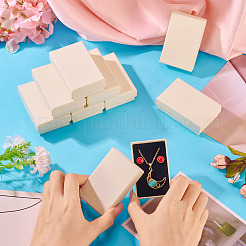 スポンジ付き厚紙紙ジュエリー収納ボックス12個。  ギフトパッケージ用品  ベージュ  長方形  8x5.2x2.7cm&nbsp;CON-TA0001-33A
