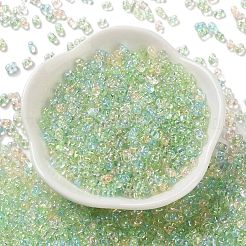ABカラーメッキガラスシードビーズ  透明色の虹  ピーナッツ  カラフル  4~4.5x2~2.5x2~2.5mm  穴：0.8~0.9mm  約10000個/ポンド&nbsp;SEED-L011-06B-07