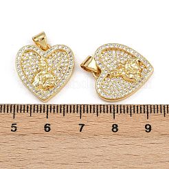 真鍮製マイクロパヴェキュービックジルコニアペンダント  ハート  16KGP本金メッキ  18.5x18x3mm  穴：3.5x4.5mm&nbsp;ZIRC-I367-07G-13