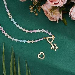 スターリングシルバーのスプリングゲートリング2個、925個  ハート  ゴールドカラー  15x14x2mm&nbsp;STER-PH0004-10