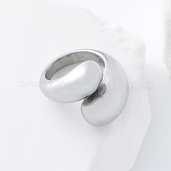 女性用304ステンレススチールカフオープンリング  ティアドロップ  ステンレス鋼色  usサイズ7（17.3mm）&nbsp;LS-AP0200-2