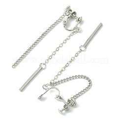 合金チェーンタッセルクリップオンイヤリングレディースメンズ  プラチナ  70x2mm&nbsp;LS-EJEW-C093-02P