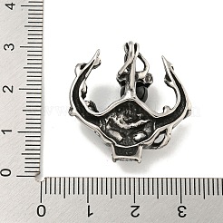 316サージカルステンレスペンダント  角付き頭蓋骨チャーム  アンティークシルバー  26.4x26.8x12.5mm  穴：4.4x4.1mm&nbsp;STAS-E212-162AS