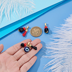 真鍮エナメルと手作りのランプワークとアクリルパーツ3個  ステンレス鋼パーツ  ミックスカラー  29~31mm&nbsp;PALLOY-HS00037