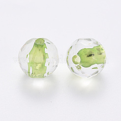 透明なアクリルビーズ  ラウンド  多面カット  黄緑  6x5.5mm  穴：1.4mm  約4160個/500g&nbsp;TACR-S154-11A-83
