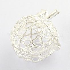 Rack Plating Brass Cage Pendants&nbsp;KK-Q402-12S