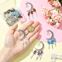 10Pcs 5 Colors Tibetan Style Alloy with Mixed Stone Chip Big Pendants&nbsp;PALLOY-CJ00159