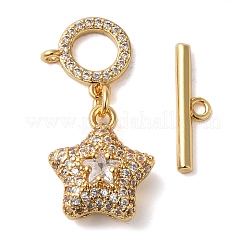 Brass Micro Pave Clear Cubic Zirconia Toggle Clasps&nbsp;KK-N254-81G