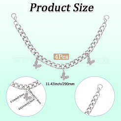 Alloy Rhinestone Butterfly Charms Boot Strap Chains&nbsp;AJEW-WH20048-21P