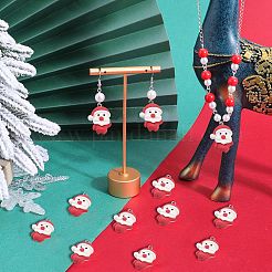 不透明樹脂ペンダント30個  プラチナトーンの鉄ループ付き  クリスマステーマ  サンタクロース  レッド  28.5x19.5x7.5mm  穴：2mm&nbsp;RESI-SC0003-50