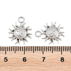 304ステンレスペンダント  テクスチャ加工のサンチャーム  ステンレス鋼色  16x13x2.5mm  穴：1.2mm&nbsp;STAS-L317-46P