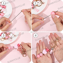 Valentine's Day DIY Alloy Enamel & Wood Beadable Bar Keychain Making Kit&nbsp;DIY-SC0025-94
