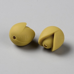 チューリップグレードの環境に優しいシリコーン焦点ビーズ  ゴールド  15x15x14mm  穴：2mm&nbsp;SIL-WH0013-53A