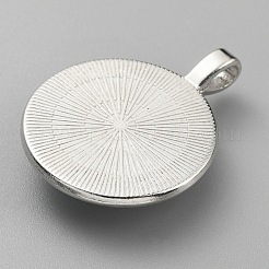 合金ペンダント  フラットラウンドい英語の文字  プラチナ  35.5x27x7mm  穴：5.5x3mm&nbsp;FIND-WH0423-65P