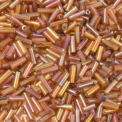 Abカラーメッキガラスラッパビーズ  透明色の虹  インディアンレッド  6x2mm  穴：1mm  約450 G /袋  約10000個/袋&nbsp;SEED-R012-162C