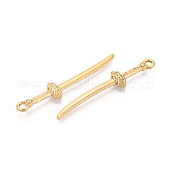 304ステンレスペンダント  剣  イオンプレーティング（ip）  18KGP本金メッキ  47x9x3mm  穴：2.2mm&nbsp;STAS-N114-60G