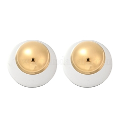 304ステンレススチールスタッドピアス  ツートンハーフラウンド  本金メッキ&ステンレススチールカラー  35mm&nbsp;EJEW-S265-05GP