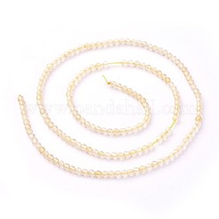 天然石シトリンビーズ連売り  多面カット  ラウンド  2~2.5mm  穴：0.5mm  約180~200個/連  14.5~16.1インチ（37~41cm）&nbsp;G-F619-24-2mm