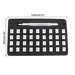 レザースタンピングツールキット  合金鋼番号と文字スタンプヘッドを含む  ステンレス鋼色  140x88x18mm  スタンプ：13.1x10x8mm  36スタンプ/セット&nbsp;AJEW-WH0129-18P