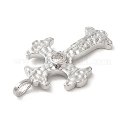 Brass Micro Pave Clear Cubic Zirconia Pendants&nbsp;KK-M246-03P