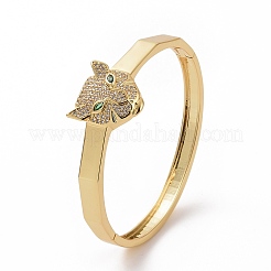 Cubic Zirconia Leopard Hinged Bangle&nbsp;BJEW-F448-02G