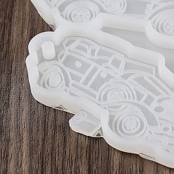 Diyシリコーンペンダント型  レジン型  粘土工芸の金型ツール  車  ホワイト  142x132x5.5mm  穴：4mm  内径：29~74.5x52~67mm&nbsp;LS-SIMO-P005-01