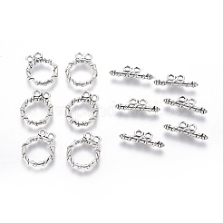 チベット風合金マンテル  鉛フリー及びカドミウムフリー  アンティークシルバー  リング：18x15  バー：20x2mm  穴：2mm.&nbsp;X-LF10797Y
