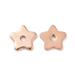 イオンプレーティング（IP）304ステンレスビーズ  スター  ローズゴールド  8x8x1mm  穴：1.5mm&nbsp;STAS-D185-02RG-02