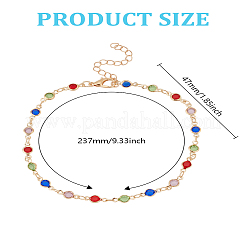 1Pc Brass Cubic Zirconia Flat Round Link Anklets for Women&nbsp;AJEW-LP0007-19