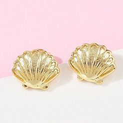 真鍮製スタンドピアス  シェル形状  18KGP本金メッキ  10x12.5mm&nbsp;EJEW-R032-02G