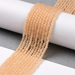 ガラス模造翡翠ビーズ連売り  多面カットラウンド  小麦  2x2mm  穴：0.6mm  約160~178個/連  13.58 ~14.17インチ（34.5~36cm）&nbsp;GLAA-H021-05-02