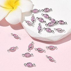 SHEGRACE Brass Pave Cubic Zirconia Oval Connector Charms&nbsp;XGRQ2O269-439B-P